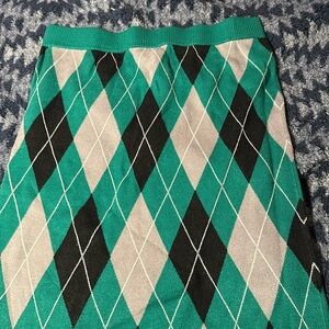 Eva Mendes Knit Plaid Skirt